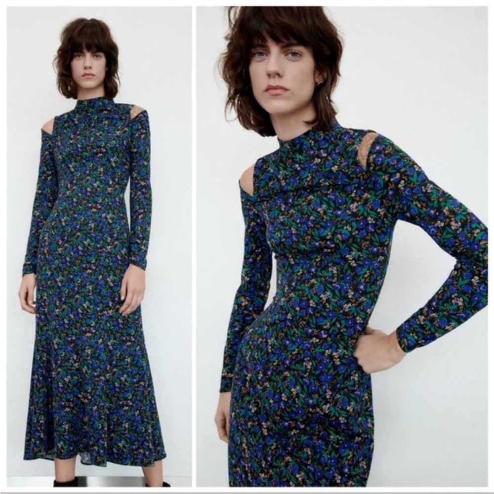 Zara Floral maxi dress with shoulder slits
